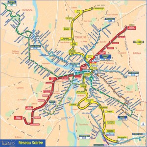Схема общественного транспорта в Тулузе ( метро и ж/д ветки)